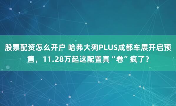 股票配资怎么开户 哈弗大狗PLUS成都车展开启预售，11.28万起这配置真“卷”疯了？