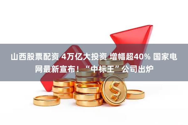 山西股票配资 4万亿大投资 增幅超40% 国家电网最新宣布！“中标王”公司出炉